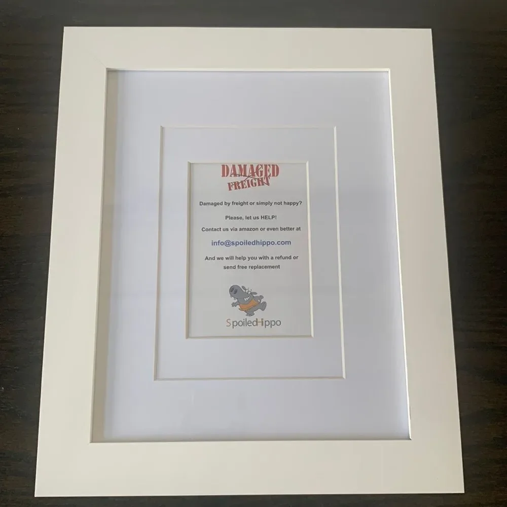 Set of 2 White Wood 8x10 Gallery Frames – Matted for 5x7 or 3x5